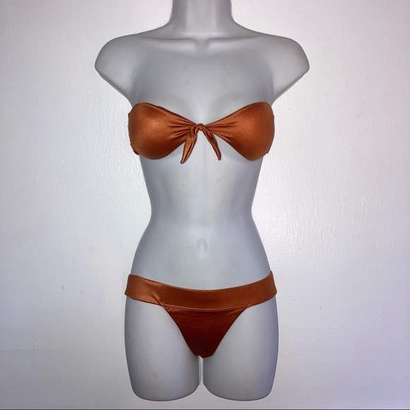 Salty Mermaid 2pc Bandeau Burnt Orange Bikini Set XS - Picture 9 of 9